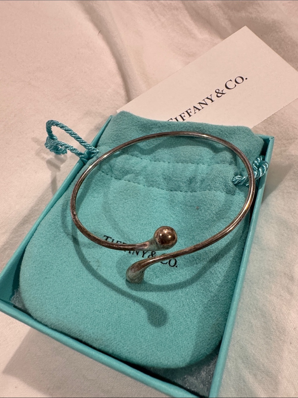 Tiffany & Co. Silver Open Bangle with Ball End